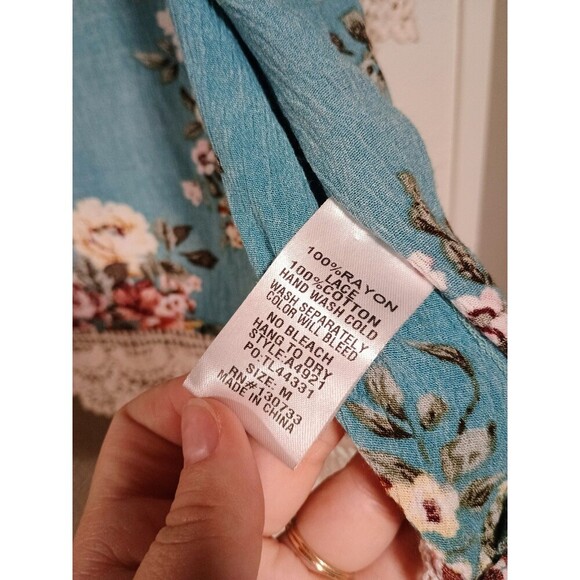 Umgee Womens Boho Floral Kimono Cardigan Size Large 100% Rayon - Picture 6 of 6